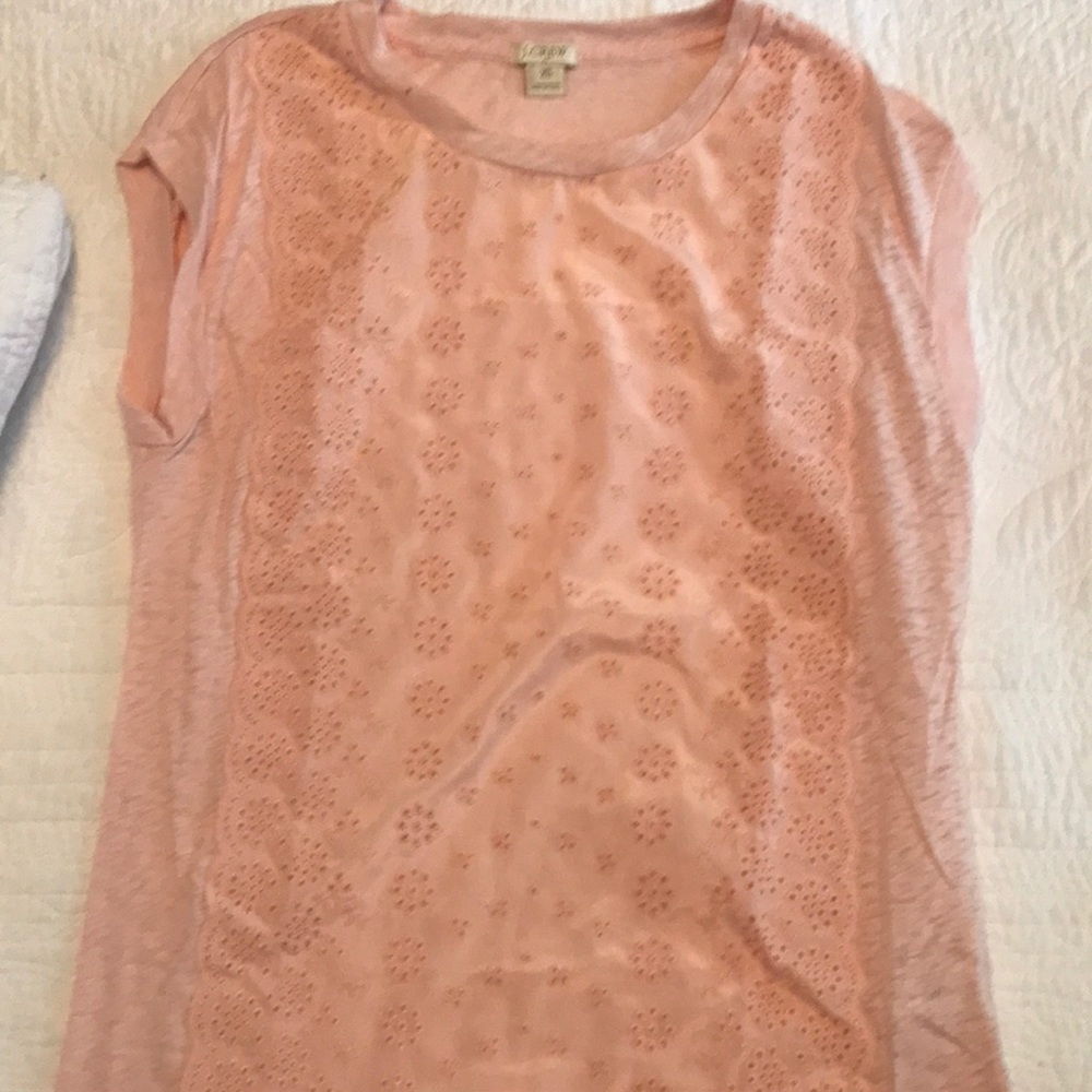 J Crew Cap Sleeve Lace Front Top